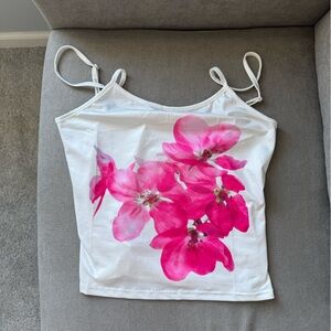 Pink flower silky tee